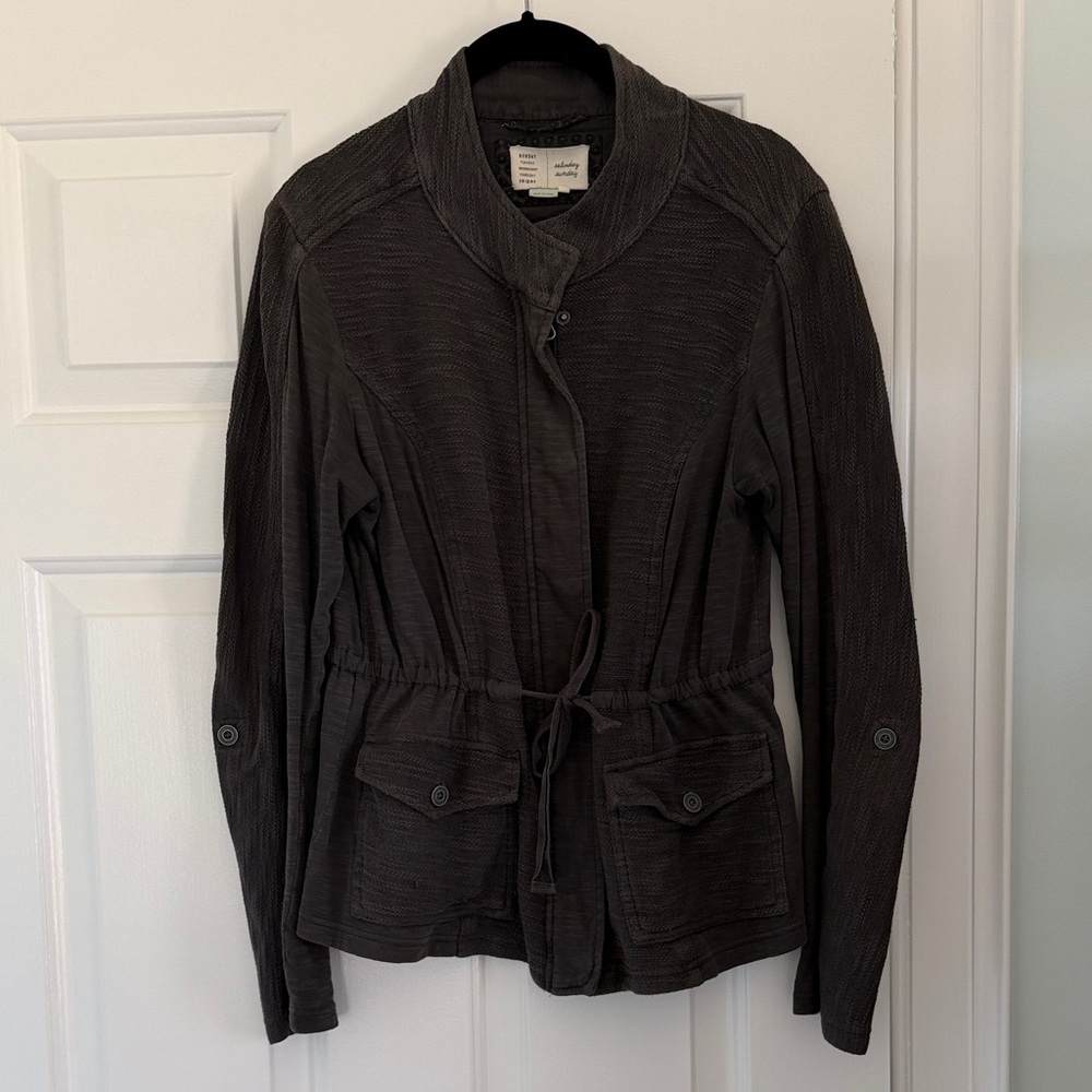 Anthropologie Charcoal Drawstring Utility Jacket
